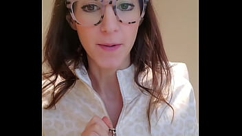Hotwife in glasses,  MILF Malinda,  using a vibrator at work