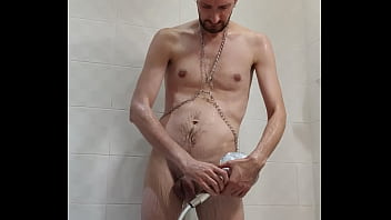 Masturbation with a shower stream