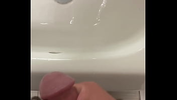 19 year old teen strokes his dick in public bathroom