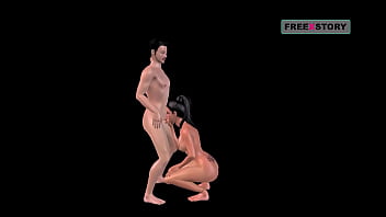 Animated 3D porn cartoon video - Indian bhabhi &amp_ Japanese man having oral fun in 69 position and standing positions including blowjob and pussy licking