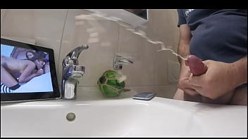 Solo massive cumshot - slow motion