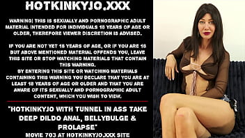 Hotkinkyjo with tunnel in ass take deep dildo anal,  bellybulge &amp_ prolapse