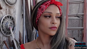 Big ass latina babe Londyn Chanel hot solo striptease for Playboy