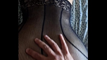 Fucking my gorgeous wife with her lycra hood,  while she wears a bodystocking with garters and blows me nicely