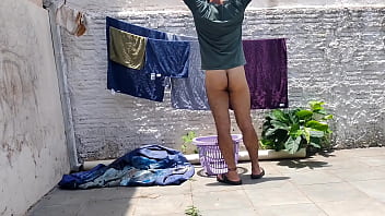 taking care of my dirty laundry,  without the bottoms,  waiting for you to catch me right