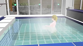 Anime woman took a bath in a Japanese public bath【sento】