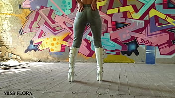 Walking and Teasing in My White Boots