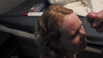 Blonde gets sticky load dropped on her face