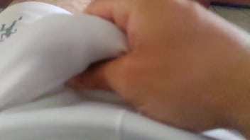 massage my cock using white shorts,  maybe you can see the head of my cock