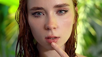 Redhead Nude Beauty Deepthroats,  Hard Fucks and Swallows Cum by the Pool POV