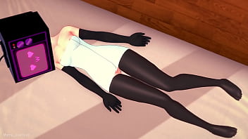 Tv woman quiere jugar con una gran polla,  esta mojada y solo viste una toalla (Versi&oacute_n hentai)