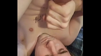 Anthony cums on his own face