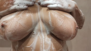 Hey stepbrother,  look at my tits in shower and let me jerk off your dick