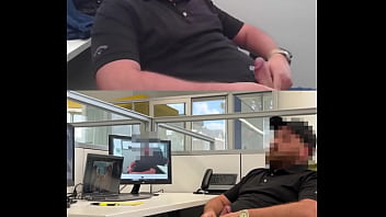 Horny Bear Jerks off in the Office