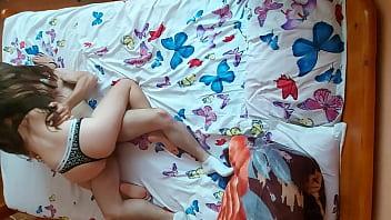 Real amateur couple passionate sex - top view