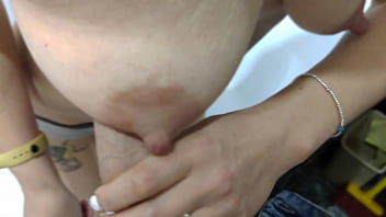I found cute mommy with milky tits in my shower and fucking her between her tits 4K,  free version