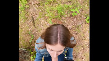 I went for a walk after fucking at home and decided to suck him off again and swallow cum outdoors